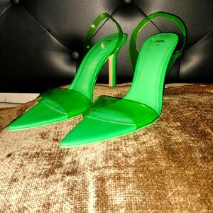 Zara Vinyl Sling Back Heels